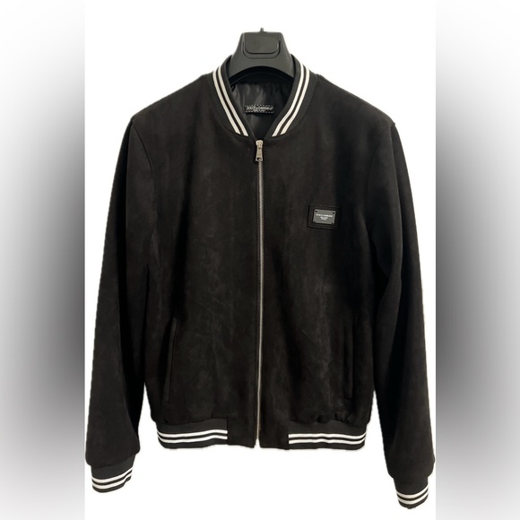 Dolce cabbana stripe trim suede bomber jacket for men - Picture 1 of 8